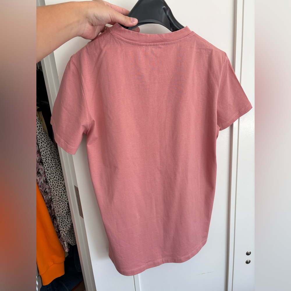 Celine Paris Logo Print Cotton T-Shirt Dust Pink Size Medium Scoop Neck Women’s - Picture 8 of 10